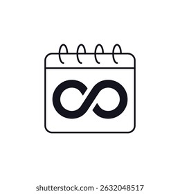 ícone de tempo de vida com um calendário, símbolo de período de tempo infinito