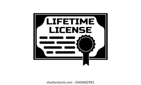 lifetime license emblem, black isolated silhouette