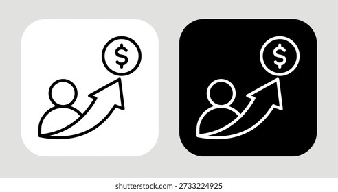 Lifetime Value Icon In Black and White Line Style