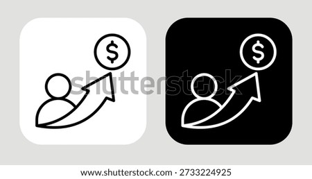 Lifetime Value Icon In Black and White Line Style