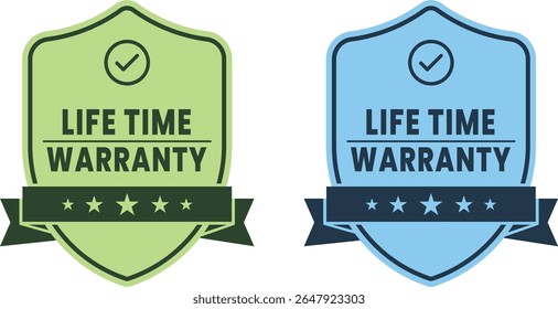 Lifetime Warranty Badge for Product Labels and E-commerce Listings – Quality Guarantee Sticker, Lifetime Warranty label, sticker, seal, badge, icon, logo, signflat vector illustration