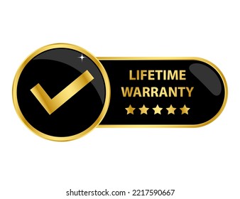 Lifetime Warranty Check Mark 5 Star Vector