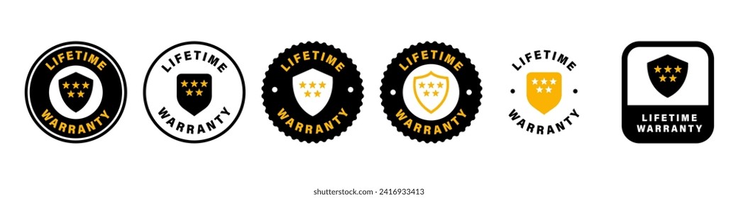 Lifetime Warranty. Collection of vector labels for package.