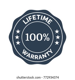 Lifetime warranty flat badge on white background. Vector illustration