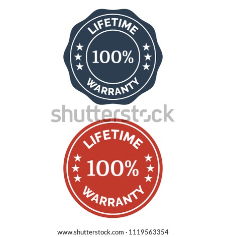 Lifetime warranty flat badge in two versions. Vector illustration