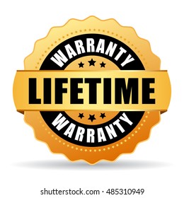 Lifetime Warranty Gold Icon Vector Illustration On White Background