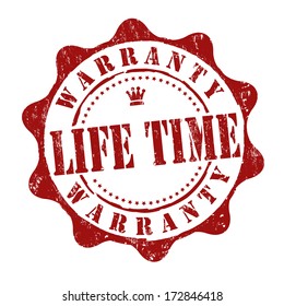 Lifetime warranty grunge rubber stamp on white, vector illustration
