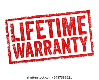 Lifetime Warranty - guarantee provided by a manufacturer that a product will function as intended for the entire lifetime of the original purchaser, text concept stamp