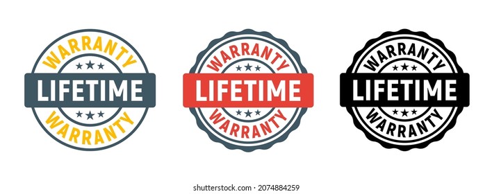 Lifetime warranty limited stamp round tag  Warranty extended guarantee icon