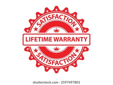 Lifetime Warranty Satisfaction Stamp, logo, Icon, Sign, Label, Badge, Sticker Band, Emblem,  Vector Illustration. Isolated on a white background.