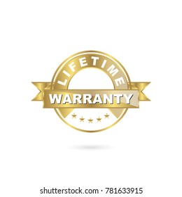 Lifetime Warranty Seal Icon Gold Color