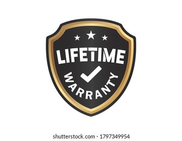 Lifetime Warranty Shield sign on White Background