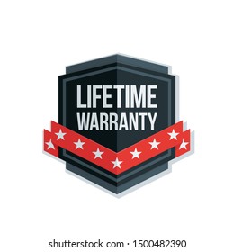 Lifetime Warranty Shield sign with ribbon illustration