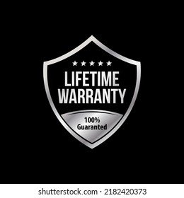 Lifetime Warranty Shield Silver Icon, Logo And Badge For Business Product