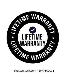 lifetime warranty vector icon isolated on white background, black in color