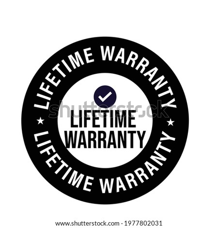 lifetime warranty vector icon isolated on white background, black in color