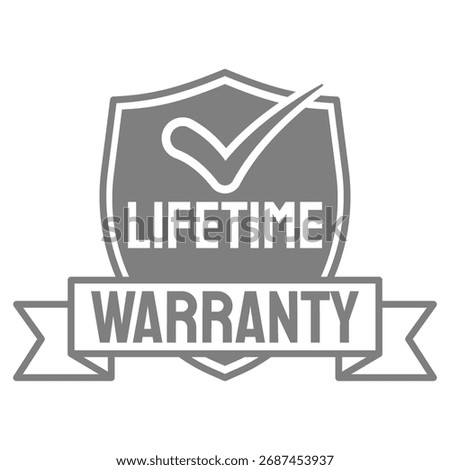Lifetime warranty vector symbol in white background.