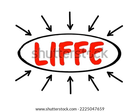 LIFFE - London International Financial Futures and Options Exchange acronym text with arrows, business concept background