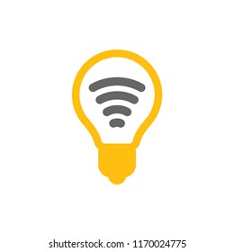 Li-fi vector icon, lightbulb and internet connection pictogram