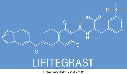 Lifitegrast Drug Molecule. Used In The Treatment Of Keratoconjunctivitis Sicca. Skeletal Formula.