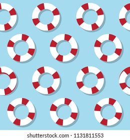 Liflesalver float seamless pattern on blue background. Vector illustration