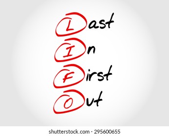 LIFO Last In First Out, acronym business concept