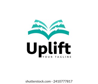 Up lift arrow book logo icon symbol design template illustration inspiration