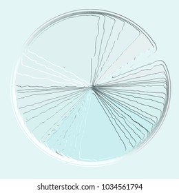 lift blue 3D circle pattern with embossed irregular ray lines bundled in center, vector illustration