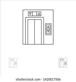Lift, Building, Construction Bold and thin black line icon set