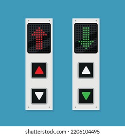 Lift call buttons with arrows to choose upwards or downwards. Isolated vector illustration on white background. eps 10