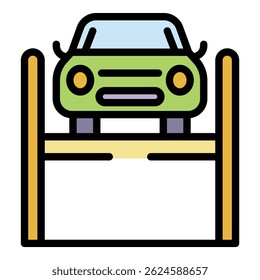 Lift car icon. Outline lift car vector icon color flat isolated