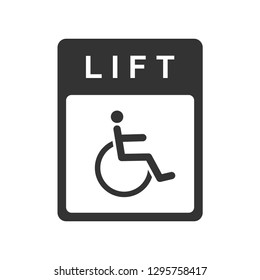 Lift for Disabled Icon Vector Illustration Sign and Symbol. Wheelchair Icon on White Background for Graphic and Web Design, Access Vector Sign and Trendy Symbol for Design and Web Button or Mobile App.