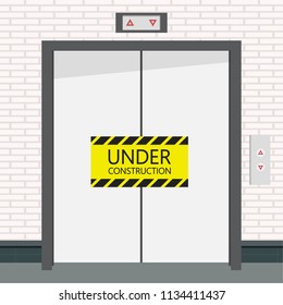 Lift door vector. free space for text. wallpaper. background. poster. label.
under construction.