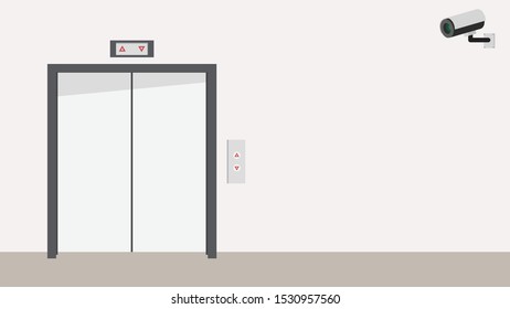 Lift door vector. free space for text. wallpaper. background. closed circuit camera vector.