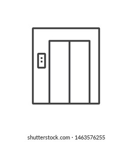 Lift doors, elevator line icon. 