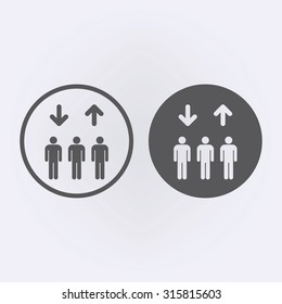 Lift, elevator icon in circle set . Vector illustration