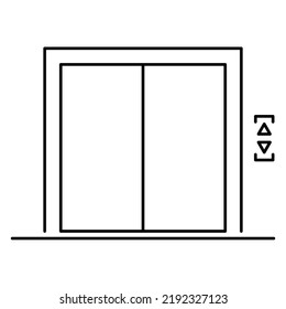 Icono elevador, signo de entrada de diseño gráfico, símbolo de la puerta de construcción ilustración vectorial.