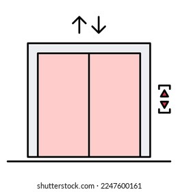 Aufzugssymbol, grafisches Gestaltungszeichen, Türsymbol, Vektorgrafik.