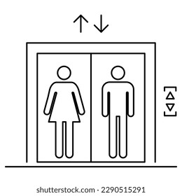 Icono elevador, signo de entrada de diseño gráfico, símbolo de la puerta de construcción ilustración vectorial.