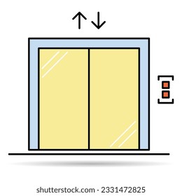 Lift elevator icon shadow, graphic design sign, building doorway symbol vector illustration .