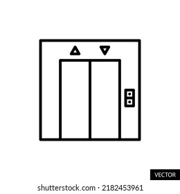 Lift or Elevator vector icon in line style design for website design, app, UI, isolated on white background. Editable stroke. EPS 10 vector illustration.