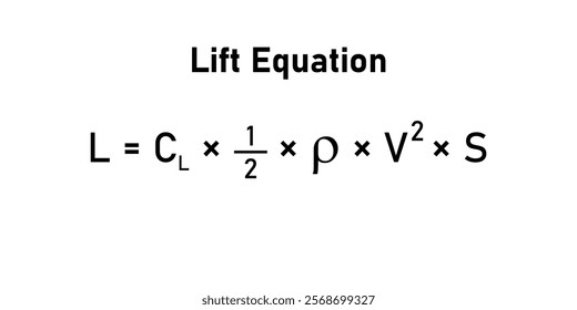 Lift equation formula in physics.