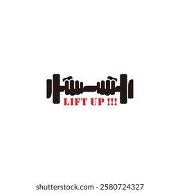 lift up fist two hand dumbell simple symbol vector  