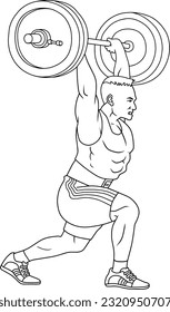 Lift heavy weights  line vector illustration isolated on white background