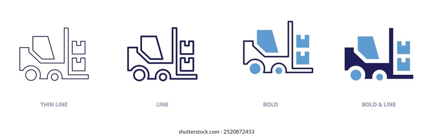 Icono de elevación en 4 estilos diferentes. Línea delgada, línea, negrita y línea negrita. Estilo duotono. Trazo editable.