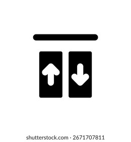 Lift Icon está diseñado en un estilo fácilmente reconocible. Es adecuado para una variedad de necesidades visuales, como medios digitales u otros proyectos de Diseño gráfico