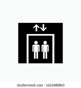 Lift Icon. Elevator Symbol, Building's Vertical Transportation Elements. Applied for Design, Presentation, Website or Apps Elements - Vector.