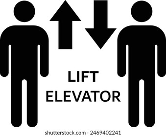Lift icon or elevator vector sign