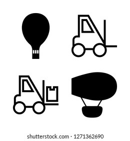 lift icon set about air balloon, air ballon and forklift vector set