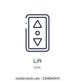 lift icon from user interface outline collection. Thin line lift icon isolated on white background.
